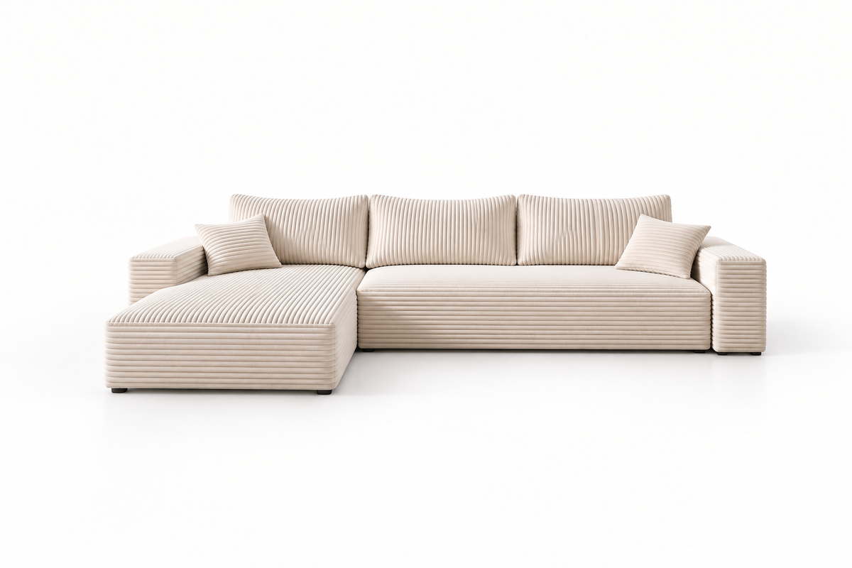 NAYA | Canapé d’angle modulable en gros velours côtelé - Beige