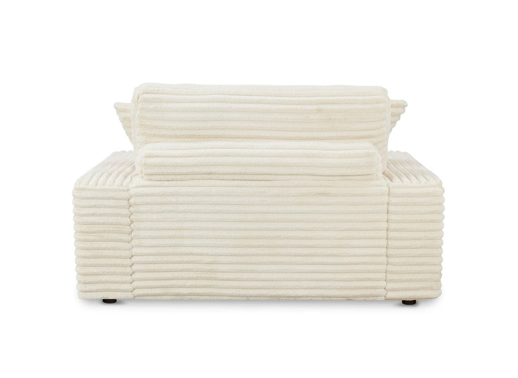 Canapé droit méridienne 1 place en gros côtelé doux beige