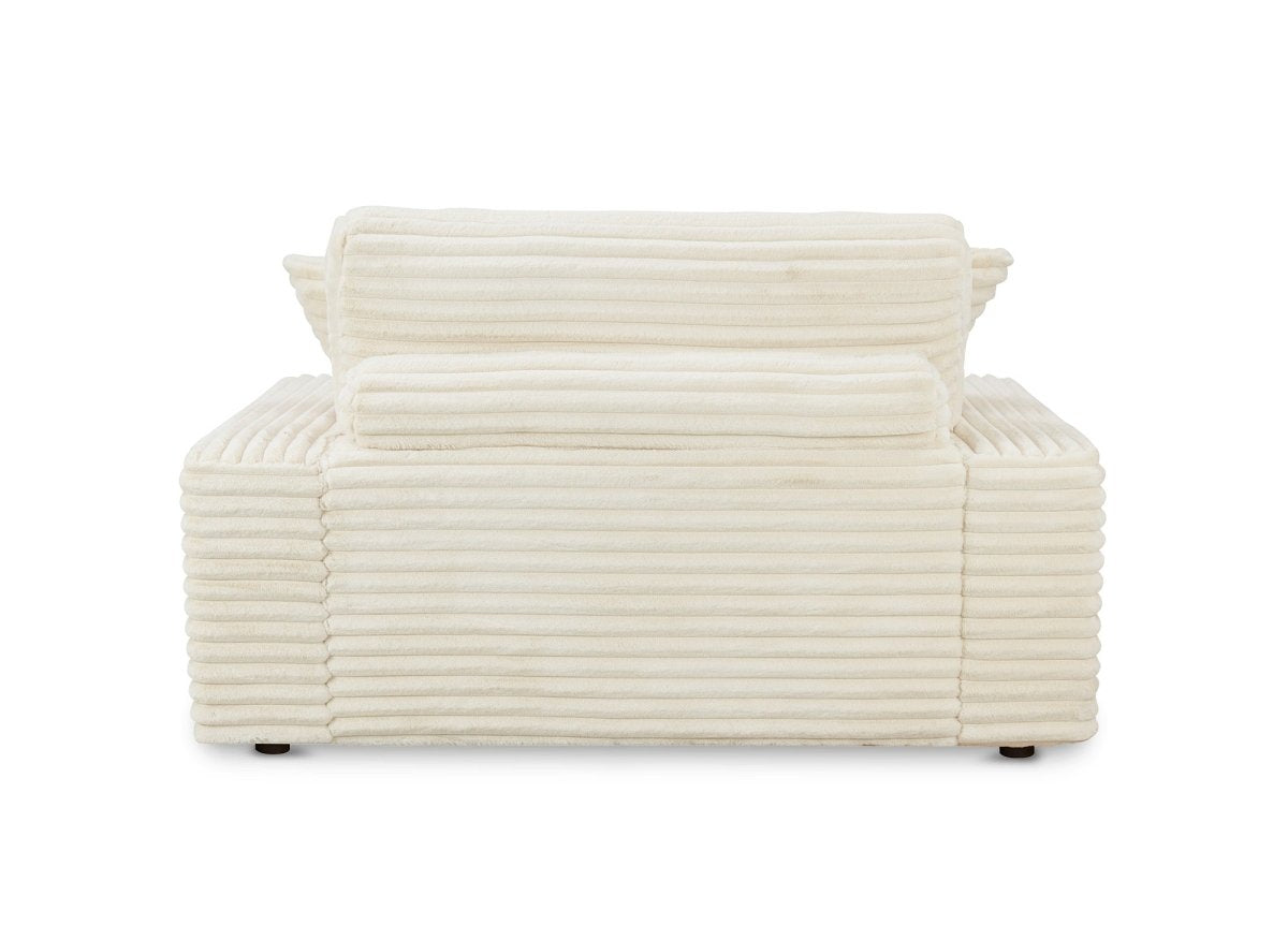 Canapé droit méridienne 1 place en gros côtelé doux beige