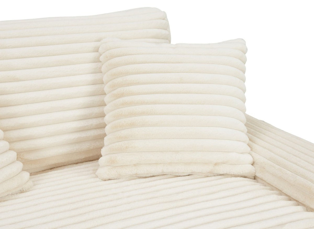 Canapé droit méridienne 2 places en gros côtelé doux beige