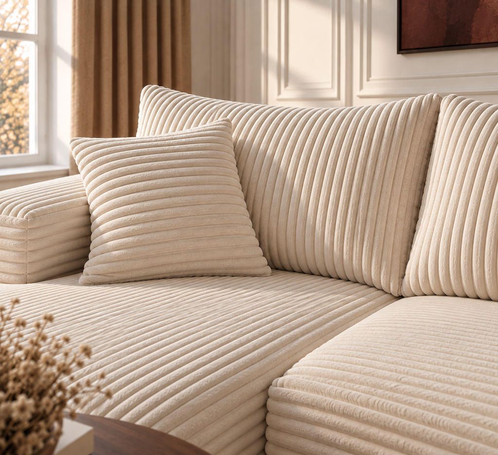 NAYA | Canapé d’angle modulable en gros velours côtelé - Beige