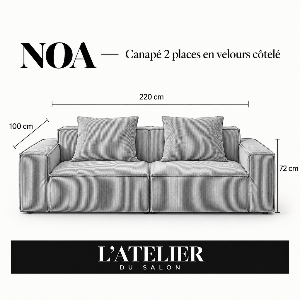 NOA | Canapé 2 places en velours côtelé