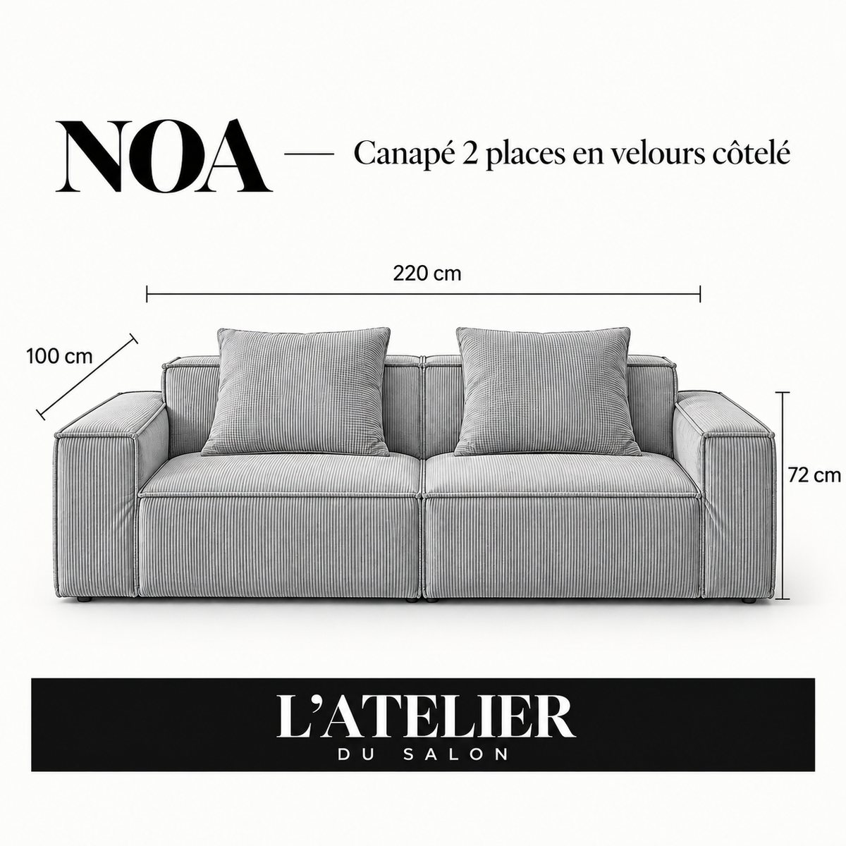 NOA | Canapé 2 places en velours côtelé